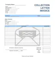 Collection Letter Invoice Template Word | Excel | PDF