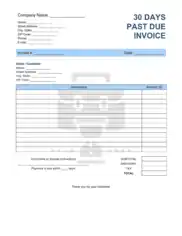 30 Days Past Due Invoice Template Word | Excel | PDF