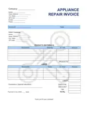 Appliance Repair Invoice Template Word | Excel | PDF