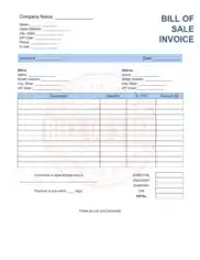 Bill of Sale Invoice Template Word | Excel | PDF