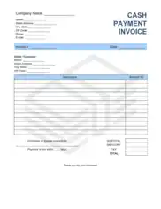 Cash Payment Invoice Template Word | Excel | PDF