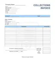 Collections Invoice Template Word | Excel | PDF