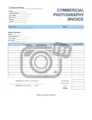 Commercial Photography Invoice Template Word | Excel | PDF