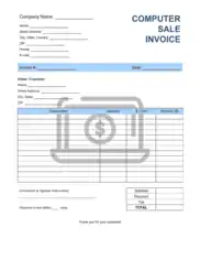 Computer Sale Invoice Template Word | Excel | PDF