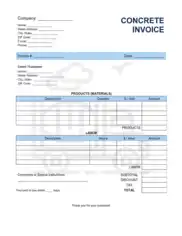 Concrete Invoice Template Word | Excel | PDF