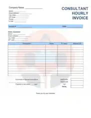 Consultant Hourly Invoice Template Word | Excel | PDF