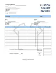Free Download PDF Books, Custom T Shirt Invoice Template with Shipping Word | Excel | PDF