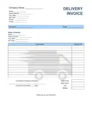 Delivery Invoice Template Word | Excel | PDF