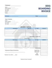 Dog Boarding Invoice Template Word | Excel | PDF
