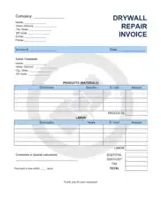 Drywall Repair Invoice Template Word | Excel | PDF