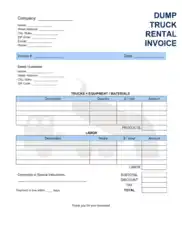 Free Download PDF Books, Dump Truck Rental Invoice Template Word | Excel | PDF