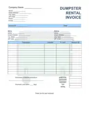 Dumpster Rental Invoice Template Word | Excel | PDF