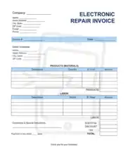 Electronic Repair Invoice Template Word | Excel | PDF