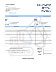 Equipment Rental Invoice Template Word | Excel | PDF