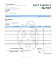 Face Painting Invoice Template Word | Excel | PDF