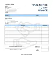 Final Notice to Pay Invoice Template Word | Excel | PDF