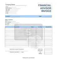 Free Download PDF Books, Financial Advisor Invoice Template Word | Excel | PDF