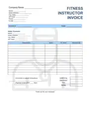 Fitness Instructor Invoice Template Word | Excel | PDF