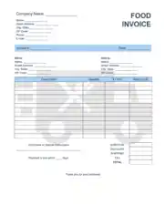 Food Invoice Template Word | Excel | PDF