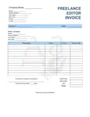 Freelance Editor Invoice Template Word | Excel | PDF