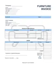 Free Download PDF Books, Furniture Invoice Template Word | Excel | PDF