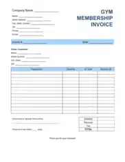 Gym Membership Invoice Template Word | Excel | PDF