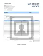 Hair Stylist Invoice Template Word | Excel | PDF