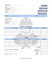 Free Download PDF Books, Home Repair Service Invoice Template Word | Excel | PDF