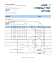 Free Download PDF Books, Hourly Contractor Invoice Template Word | Excel | PDF