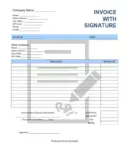 Invoice With Signature Template Word | Excel | PDF