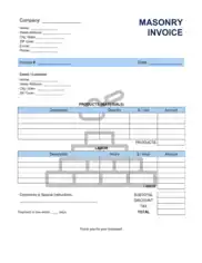 Masonry Invoice Template Word | Excel | PDF