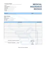 Medical Insurance Invoice Template Word | Excel | PDF