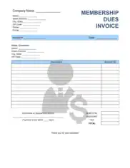 Free Download PDF Books, Membership Dues Invoice Template Word | Excel | PDF
