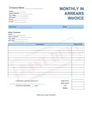 Free Download PDF Books, Monthly In Arrears Invoice Template Word | Excel | PDF