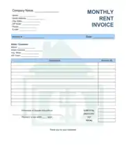 Free Download PDF Books, Monthly Rent Invoice Template Word | Excel | PDF