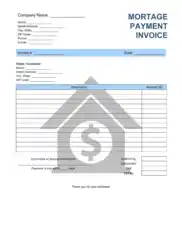 Mortgage Payment Invoice Template Word | Excel | PDF