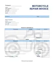 Motorcycle Repair Invoice Template Word | Excel | PDF