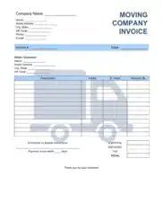 Moving Company Invoice Template Word | Excel | PDF