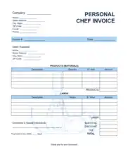 Personal Chef Invoice Template Word | Excel | PDF
