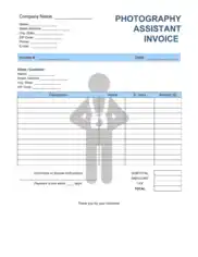 Photography Assistant Invoice Template Word | Excel | PDF