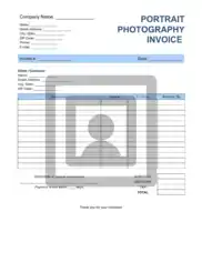 Free Download PDF Books, Portrait Photography Invoice Template Word | Excel | PDF