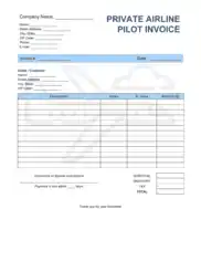 Private Airline Pilot Invoice Template Word | Excel | PDF