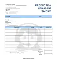 Production Assistant Invoice Template Word | Excel | PDF
