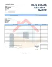 Real Estate Assistant Invoice Template Word | Excel | PDF