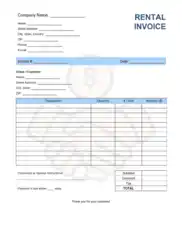 Rental Invoice Template Word | Excel | PDF
