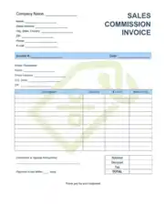 Sales Commission Invoice Template Word | Excel | PDF