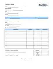 Sales Invoice Template without Shipping Word | Excel | PDF