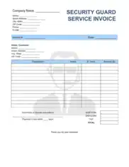 Free Download PDF Books, Security Guard Service Invoice Template Word | Excel | PDF