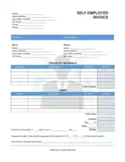 Self Employed Invoice Template Word | Excel | PDF