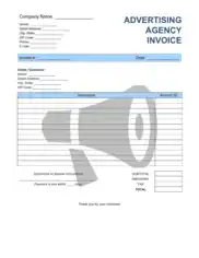 Simple Advertising Agency Invoice Template Word | Excel | PDF